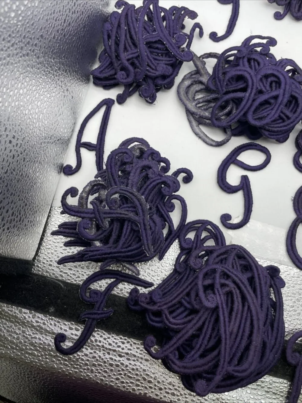 Vintage Monogram Script 3” Letters JC Nellissen Applique Patch Dark Purple Lot